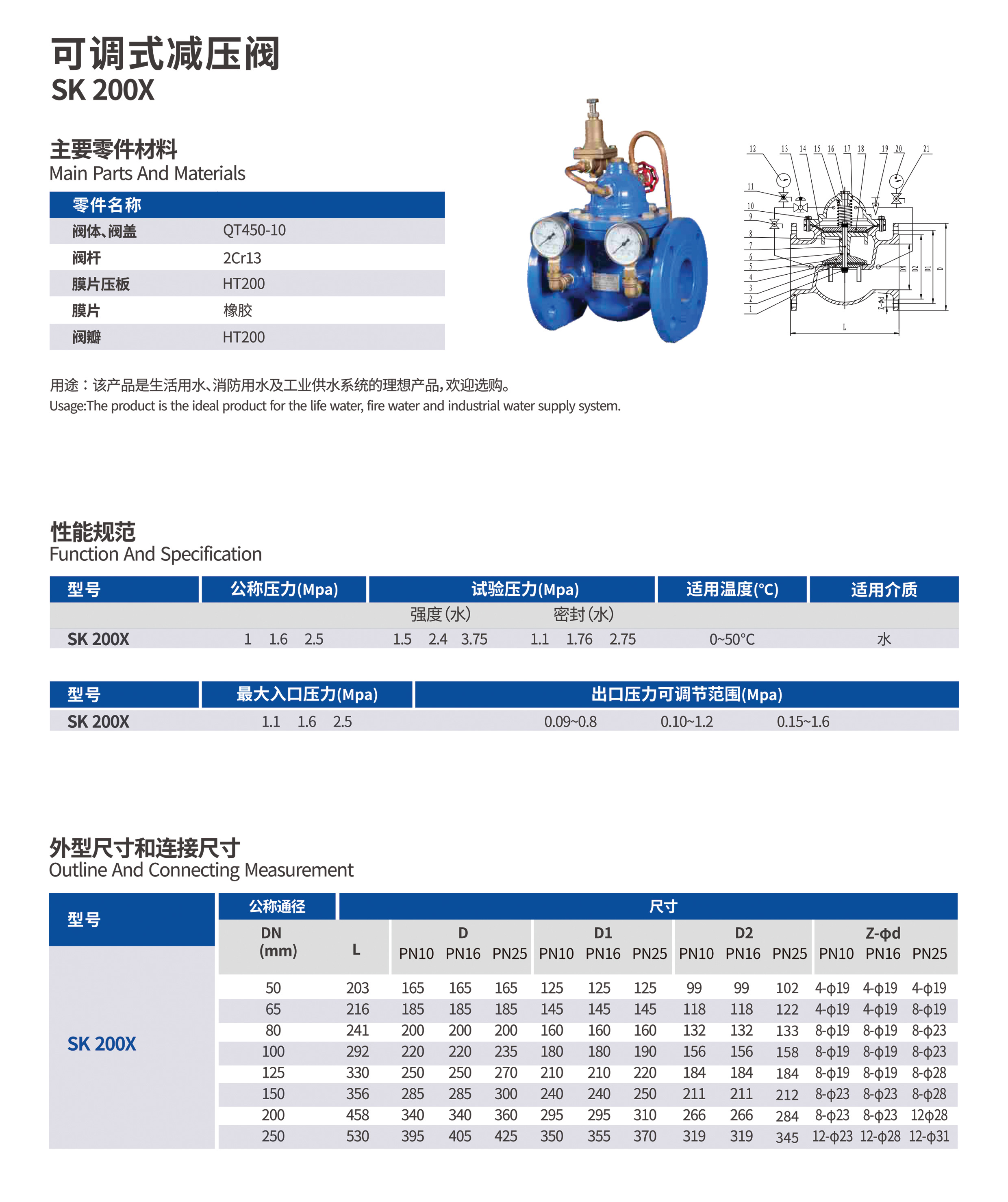 可调式减压阀200X-16Q
